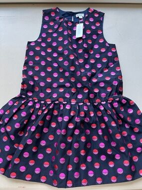 Gymboree Navy Sleeveless Dress with Pink & Red Dot Embroidery